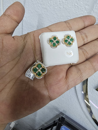 14 k necklace Esmeralda and earrings