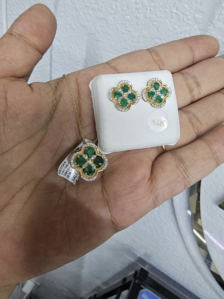14 k necklace Esmeralda and earrings